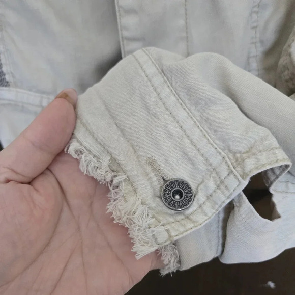 Anthropologie Marrakech | Lightweight Beige Cream Denim Style Jacket Sz S - Picture 6 of 6